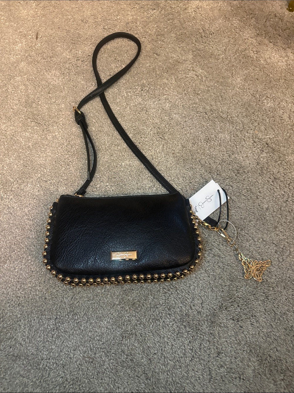 Jessica Simpson Black Crossbody with Gold Stud Trim